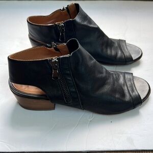 Gidigio black leather Long Beach Sandals double zip shoes